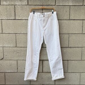 Cropped White High-Rise Straight Leg Jeans